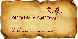 Káplár Gyöngyi névjegykártya