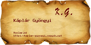 Káplár Gyöngyi névjegykártya